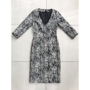 French Connection Multicolor Print V Neck Bodycon Dress